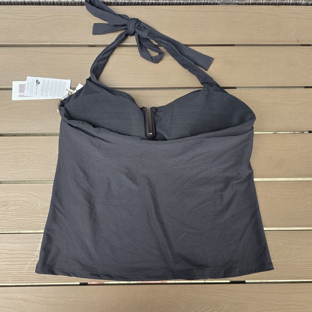 CALIA Women's Black U-Bar Halter Cami Tankini W/ Wide Band Bikini Sz 1X New - Picture 3 of 7